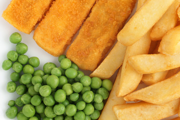 Fish Fingers Chips and Peas