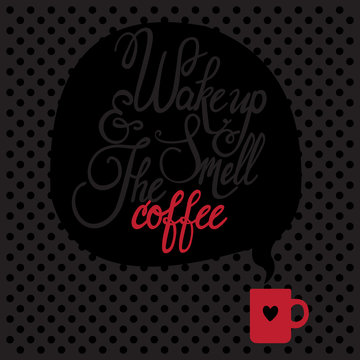 Card with coffee. Lettering. I love coffee.