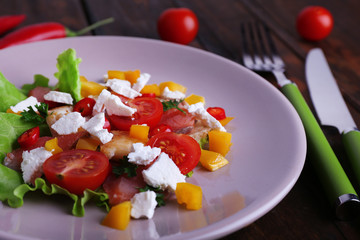 Fresh fish salad with vegetables