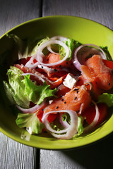 Fresh fish salad with vegetables