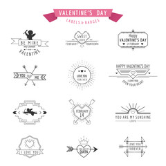 Valentine's Day - Set of Badges and Labels - in vector