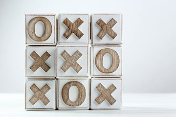 Game of Tic Tac Toe on table