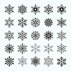 Abstract snowflake shapes . Vector set