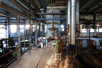 Old machinery of  abandoned factory from the inside