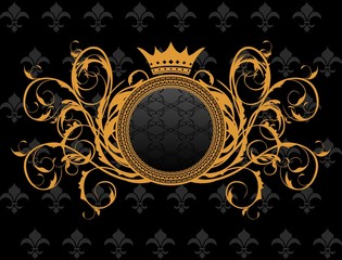 retro frame with heraldic crown