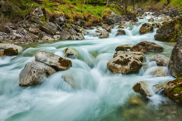 Fototapeta na wymiar Cascade of Kuhfluchtwasserfall. Farchant, Garmisch-Partenkirchen