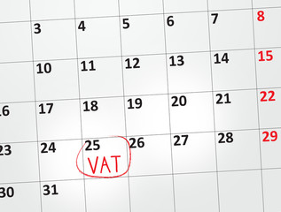 VAT, podatek, termin płatności, kalendarz - obrazy, fototapety, plakaty