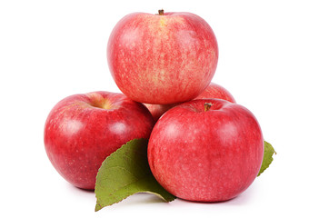 Red fresh apples isolated on white background