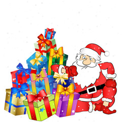 Santa with gifts vector