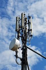 telecommunications mast and bluesky background
