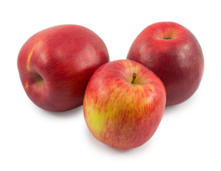Fototapeta na wymiar three red apples isolated on white background