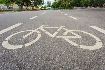 Bicycle sign or icon on the road in the park