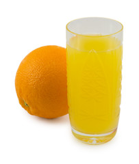 glass of orange juice isolated on a white background