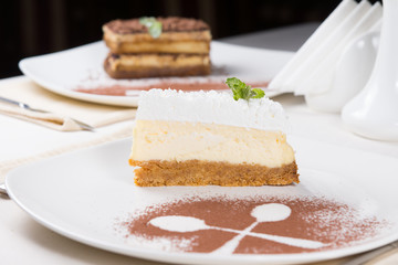 Slice of tangy lemon cheesecake