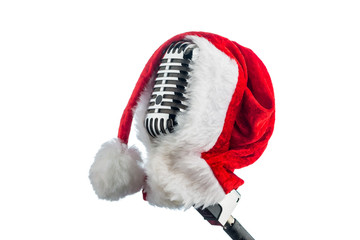 Retro Mikrofon mit Weihnachtsmütze