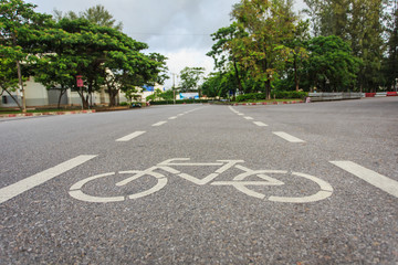 Bicycle sign or icon on the road in the park