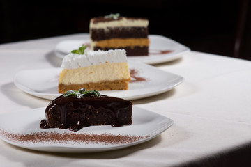 Selection of desserts at a restaurant