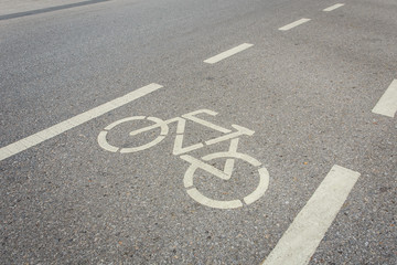 Bicycle sign or icon on the road in the park
