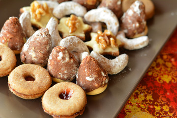 Various Christmas Cookies On The Plate