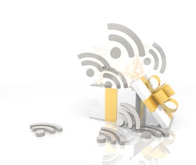 christmas present with wifi icon