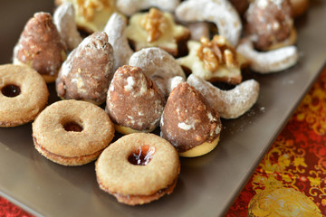 Various Christmas Cookies On The Plate