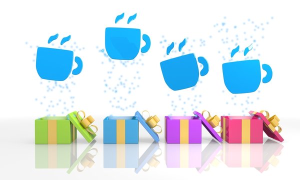 isolated present boxes with coffee icon