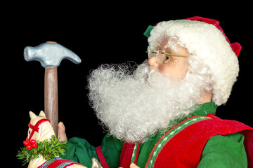 Christmas Sant with a toy hammer