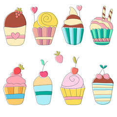 Vector illustration of cupcakes.