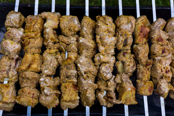 Grilled marinated caucasus barbecue meat shashlik