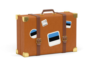 Suitcase with flag of estonia
