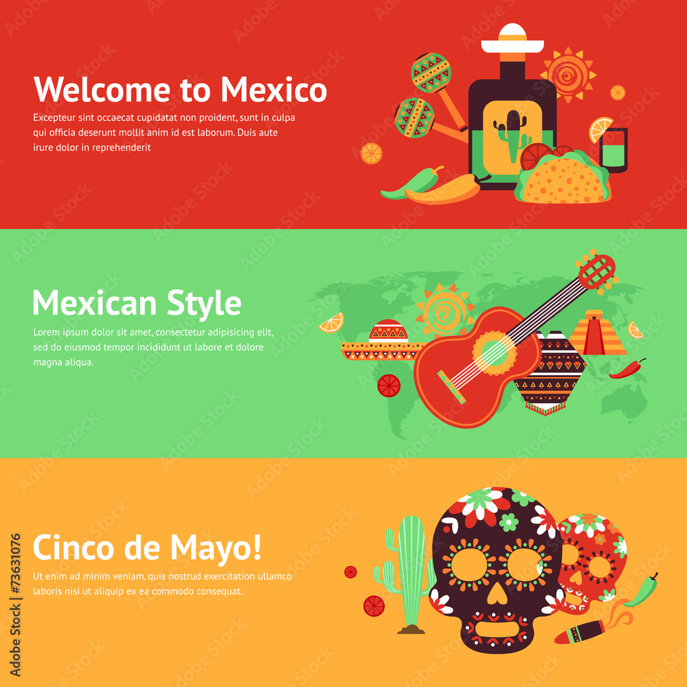 Sticker Mexico banner set