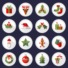 Christmas icons buttons set