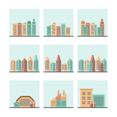 Cityscape icons set