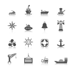 Naklejka premium Sea port icons set