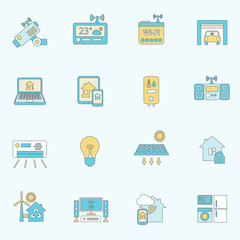 Smart home icons flat line
