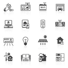 Fototapeta premium Smart home icons black