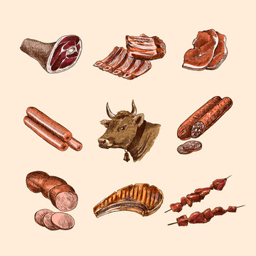 Sketch meat icons