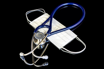 Medical supplies with Stethoscope and mask