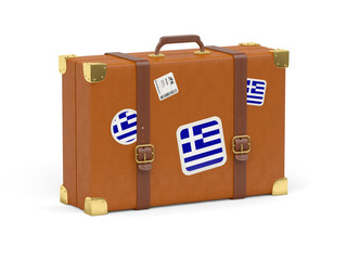 Suitcase with flag of greece