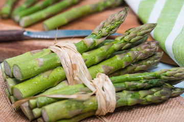 fresh green bundles of asparagus