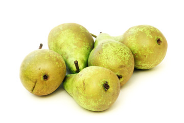 A lot of pears on white background