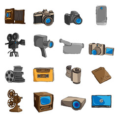 Photo video doodle icons colored