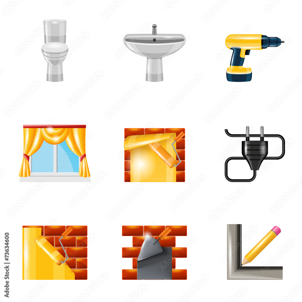 Sticker Home repair icons realistic