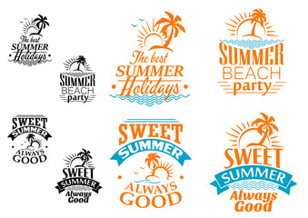 Summer vacation labels and banners