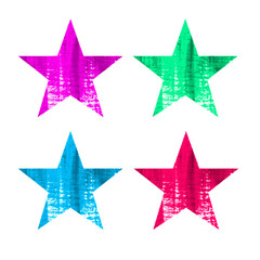 Colorful stars on white background.