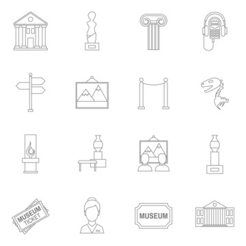 Museum icons outline