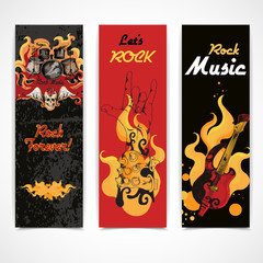 Rock music banners set