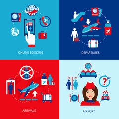 Obraz premium Airport icons flat set