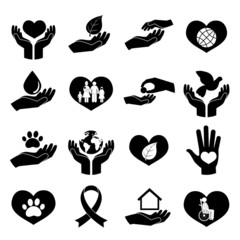 Charity and Donation Icons Black