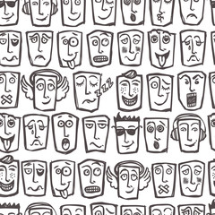 Sketch emoticons seamless pattern